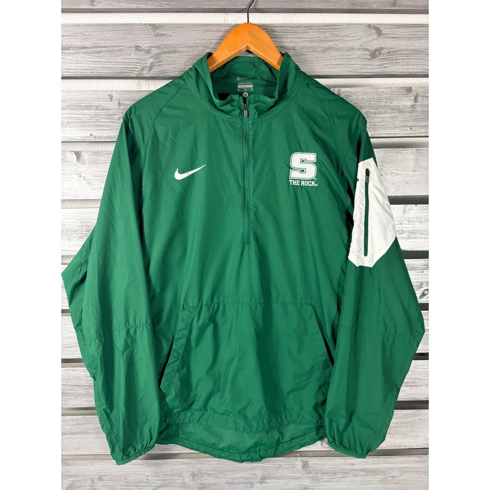 Nike Mens Slippery Rock University The Rock 1/4 Zip Windbreaker Shirt Green M